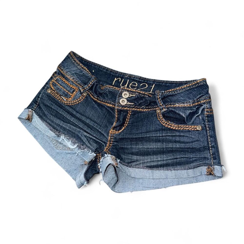 Y2K Rue21 Micro Mini Bling Denim Shorts